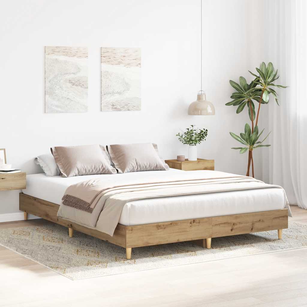 vidaXL Sängynrunko ilman patjaa artisaanitammi 150x200 cm tekninen puu