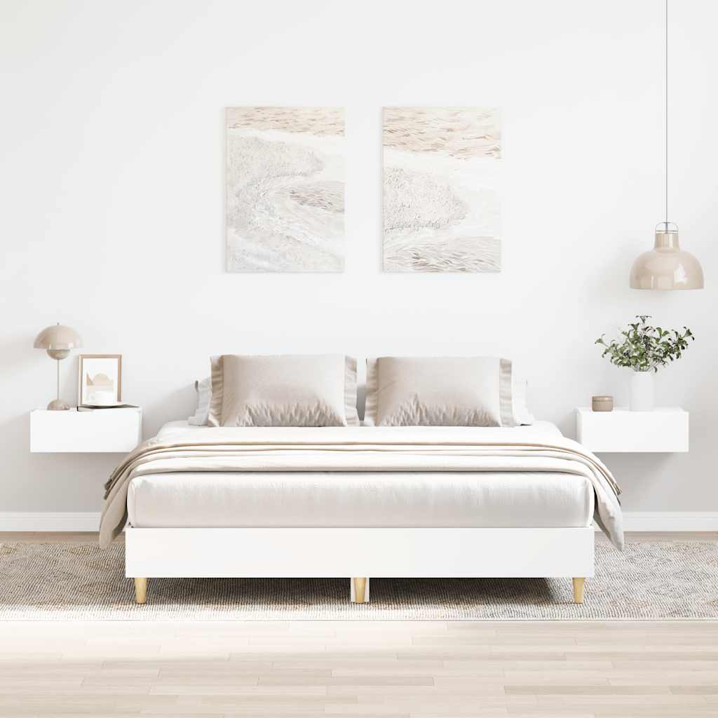 vidaXL Sängynrunko ilman patjaa valkoinen 140x200 cm tekninen puu