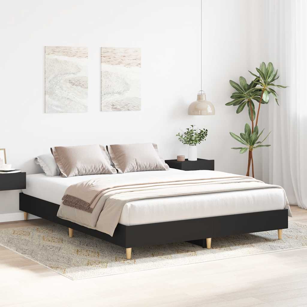 vidaXL Bedframe zonder matras 140x200 cm spaanplaat zwart afbeelding