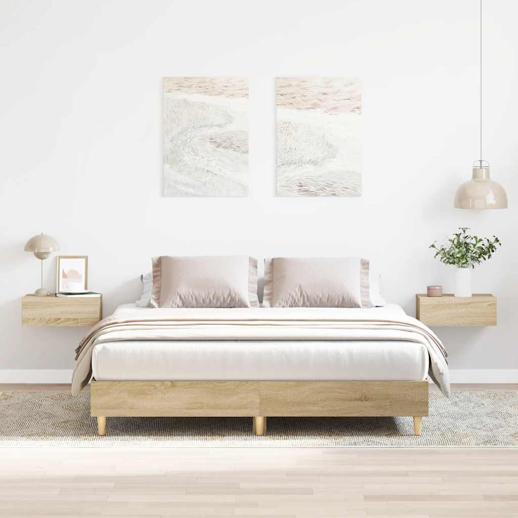 vidaXL Sängynrunko ilman patjaa Sonoma tammi 140x200 cm tekninen puu