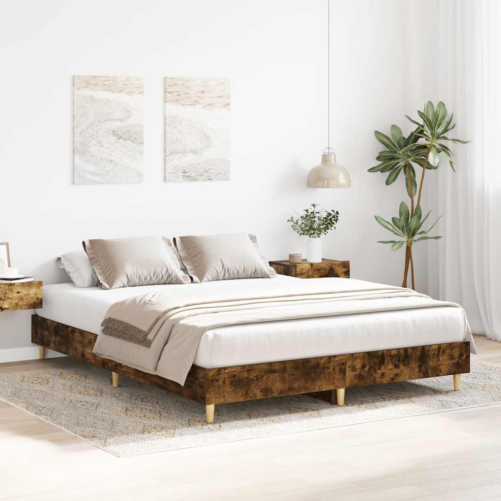 Thumbnail - vidaXL Bettgestell ohne Matratze Räuchereiche 140x200 cm Holzwerkstoff