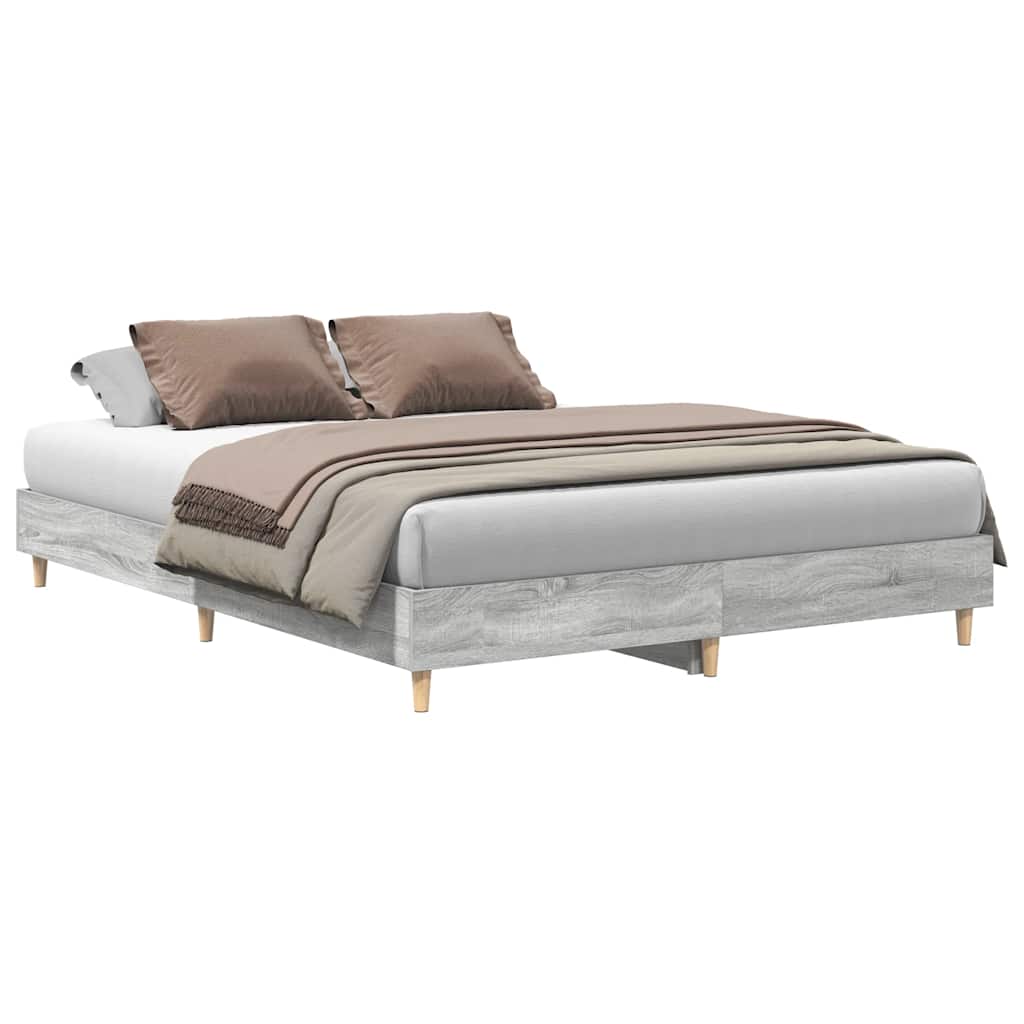 vidaXL Bedframe zonder matras 140x200 cm spaanplaat grijs Sonoma, foto 3