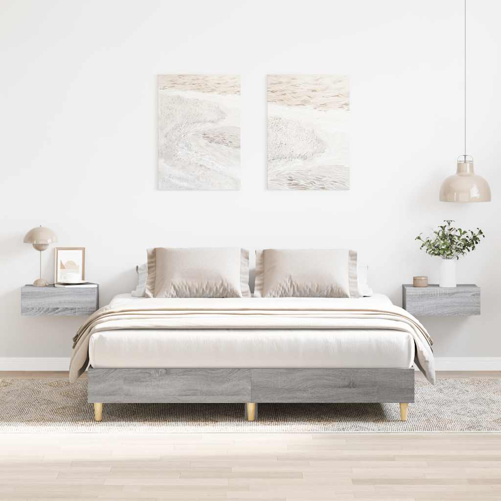 vidaXL Sängynrunko ilman patjaa harmaa Sonoma 140x200 cm tekninen puu