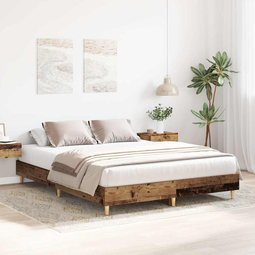 vidaXL Bedframe zonder matras 140x200 cm spaanplaat bewerkt hout afbeelding