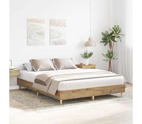vidaXL Bed Frame No Mattress Artisan Oak 140x200 cm Engineered Wood
