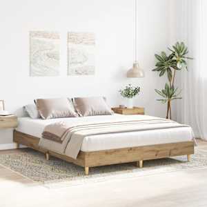 vidaXL Bed Frame No Mattress Artisan Oak 140x200 cm Engineered Wood