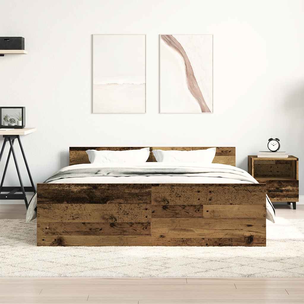 vidaXL Bedframe zonder matras 140x200 cm bewerkt hout oud hout afbeelding