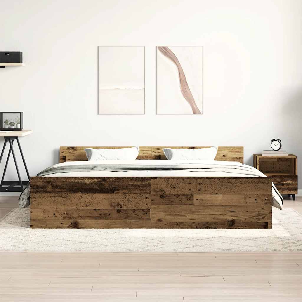 vidaXL antik fa szerelt fa ágykeret matrac nélkül 160x200 cm
