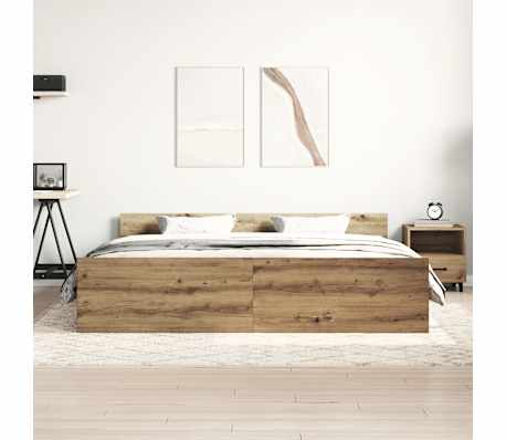 vidaXL R&aacute;m postele bez matrace Řemeslnick&yacute; dub Dřevěn&eacute; konstrukce