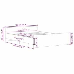 Rám postele bez matrace Staré dřevo 120x190cm Technické dřevo - obrázek 10