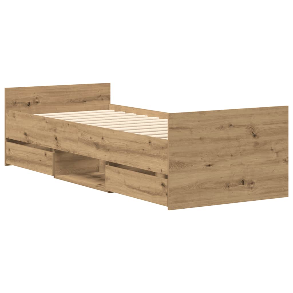 vidaXL Bedframe zonder matras spaanplaat artisanaal eikenkleurig, foto 4