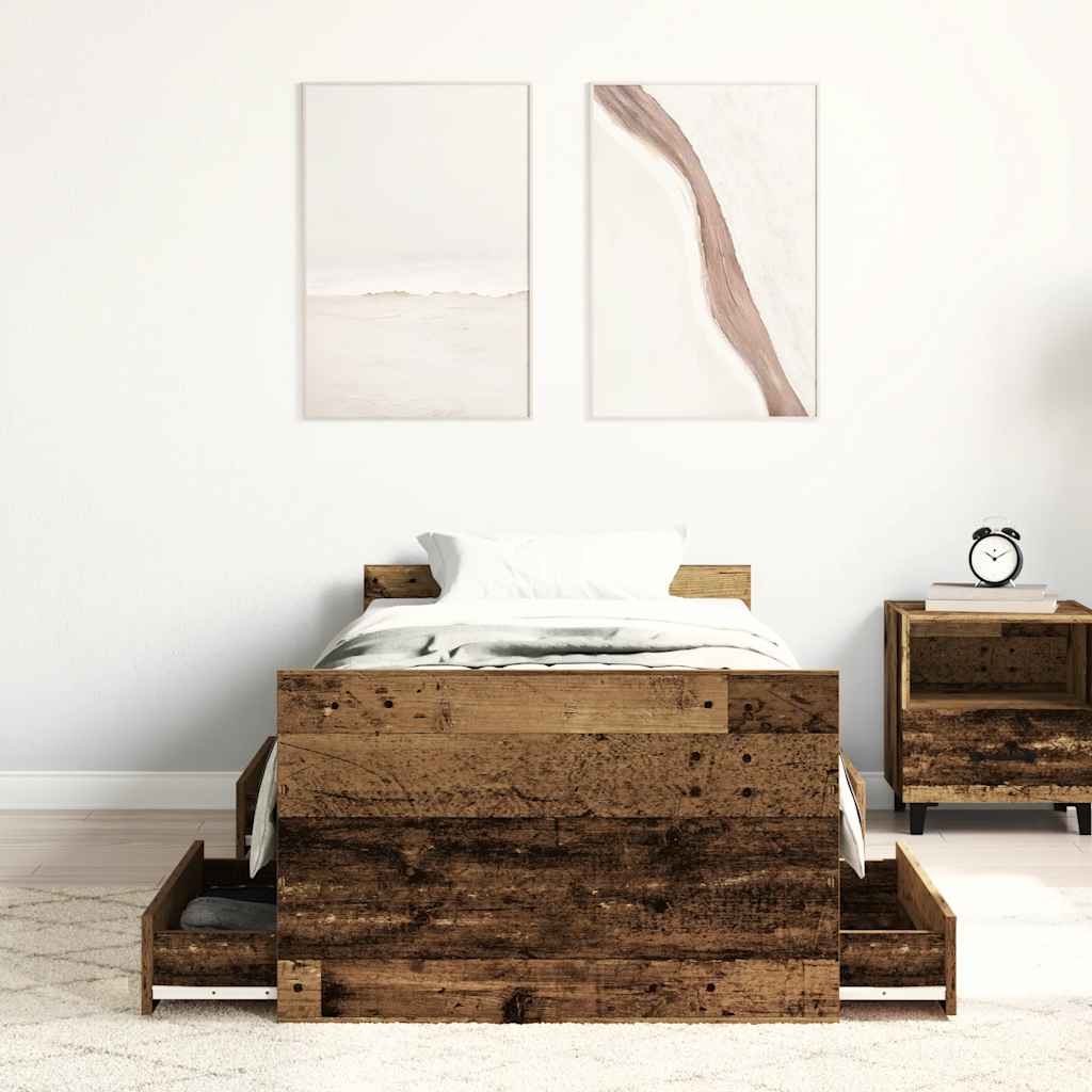 vidaXL Bedframe zonder matras bewerkt 90x190 cm bewerkt hout oud afbeelding
