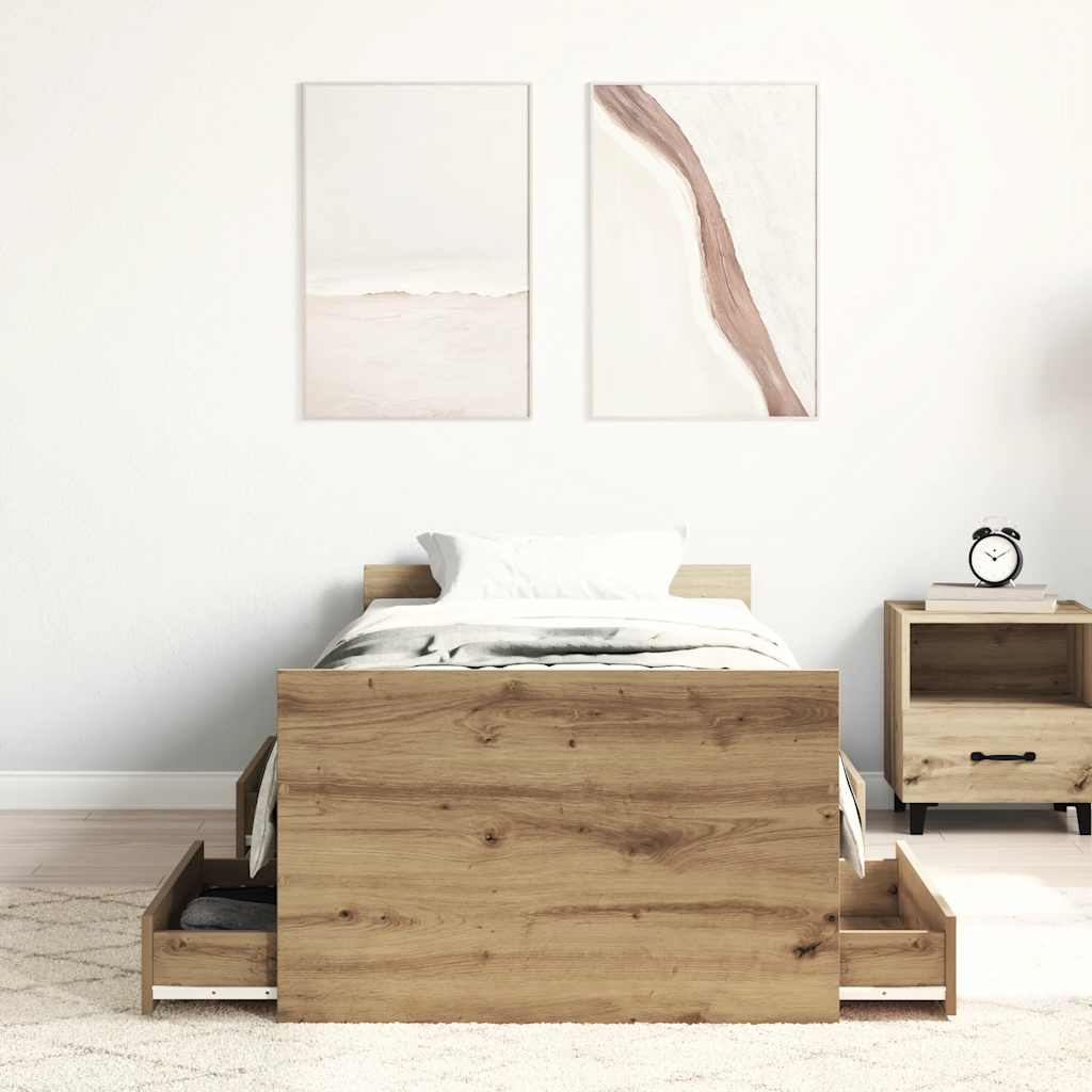 Thumbnail - vidaXL Bettgestell ohne Matratze Artisan-Eiche 90x190cm Holzwerkstoff