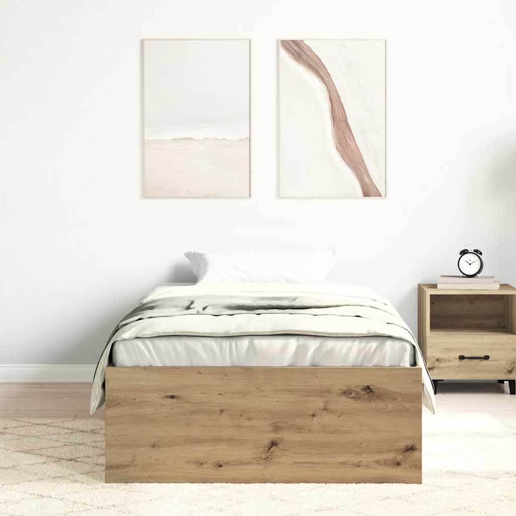 vidaXL Bedframe zonder matras spaanplaat artisanaal eikenkleurig afbeelding