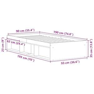 Rám postele bez matrace Staré dřevo 90x190cm Technické dřevo - obrázek 10