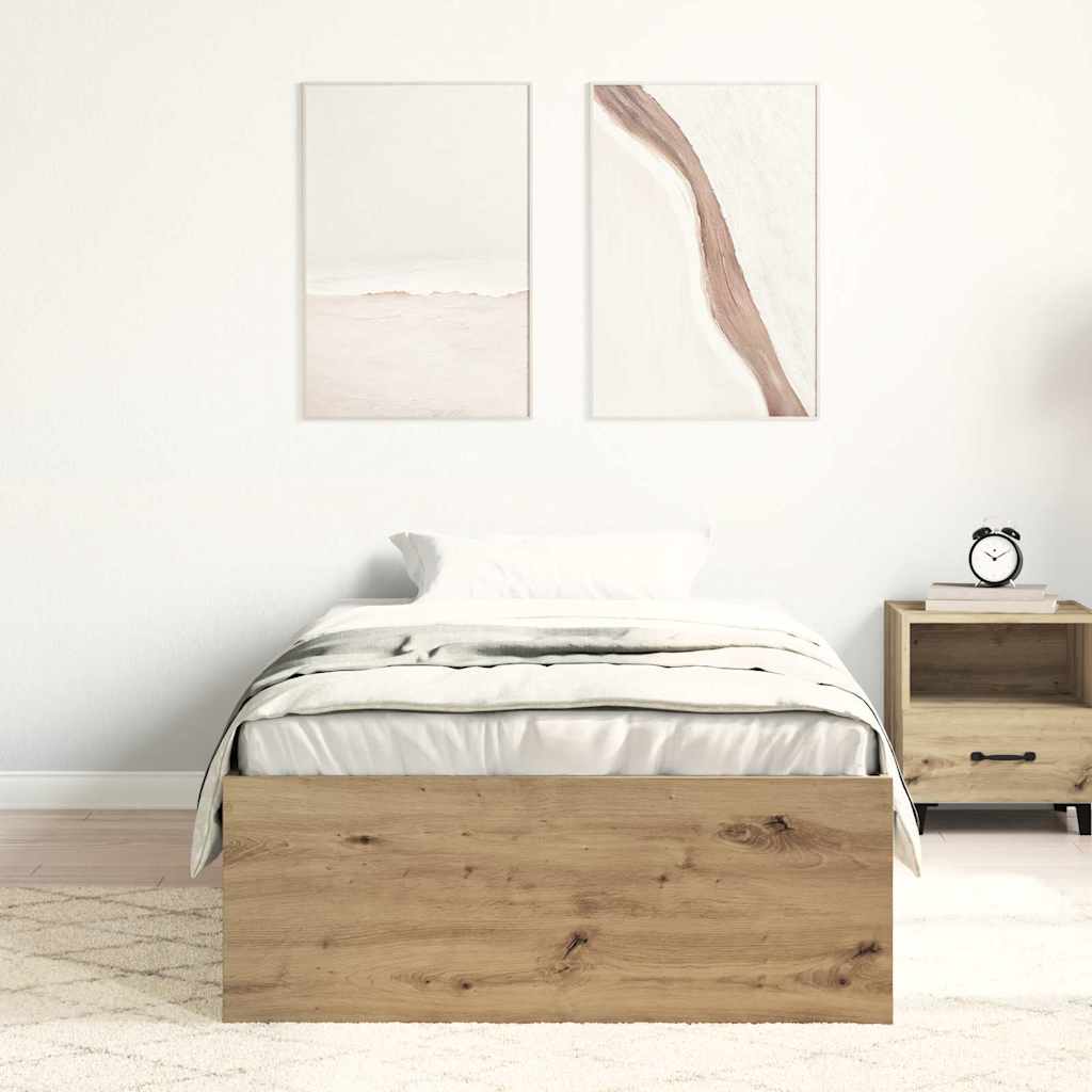 vidaXL Bedframe zonder matras spaanplaat artisanaal eikenkleurig afbeelding
