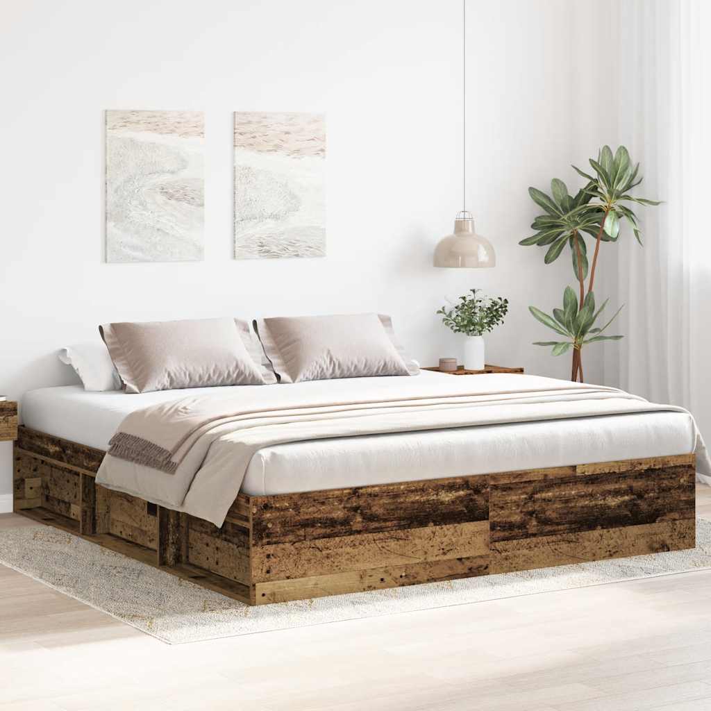 vidaXL Bedframe zonder matras 180x200 cm bewerkt hout oud hout afbeelding