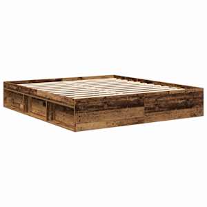 Rám postele bez matrace Staré dřevo 180x200cm Technické dřevo - obrázek 4