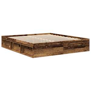 Rám postele bez matrace Staré dřevo 200x200cm Technické dřevo - obrázek 4