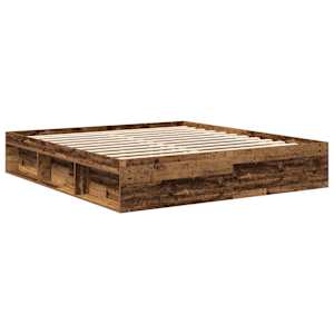 Rám postele bez matrace Staré dřevo 200x200cm Technické dřevo - obrázek 7