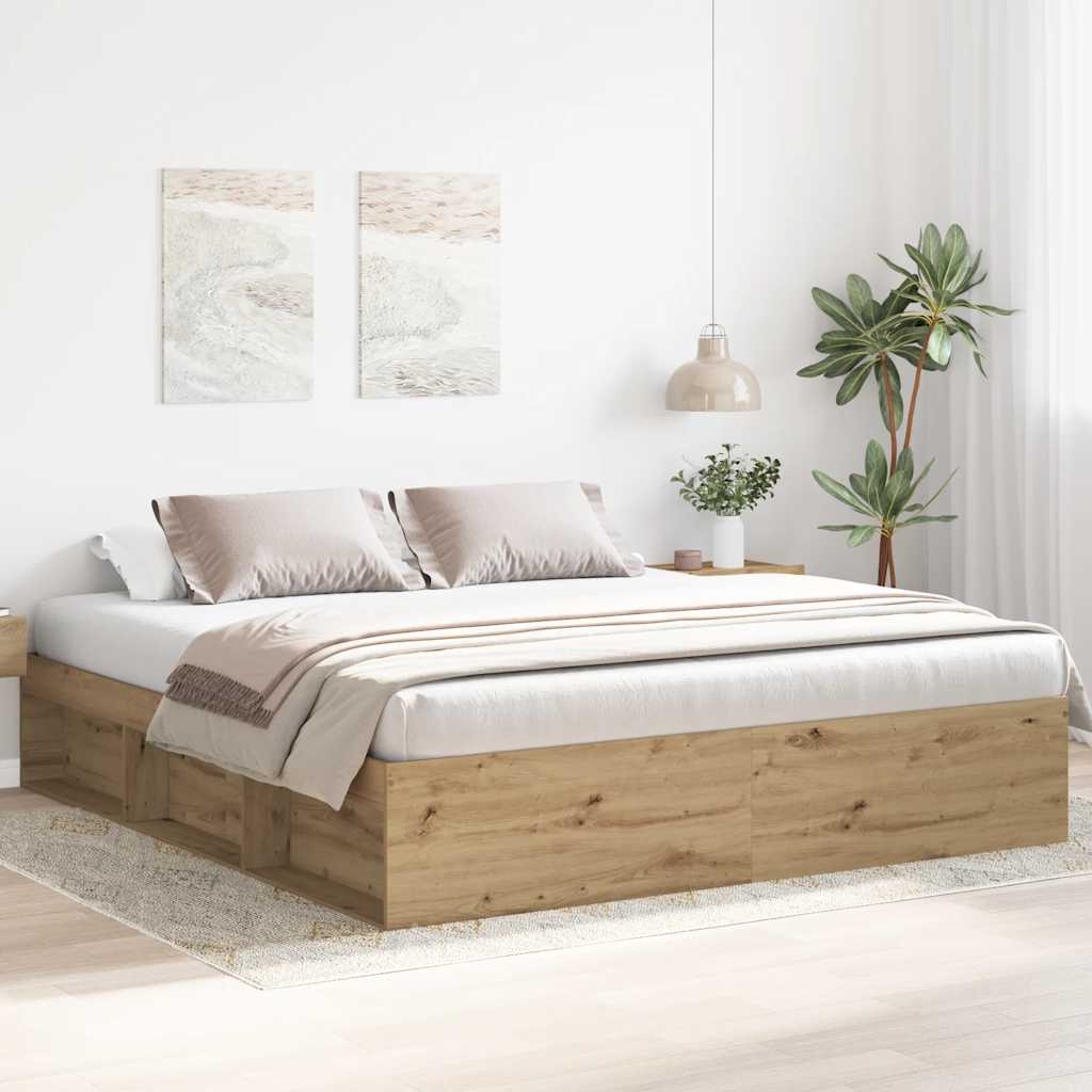 vidaXL Bedframe zonder matras 200x200 cm spaanplaat artisanaal afbeelding