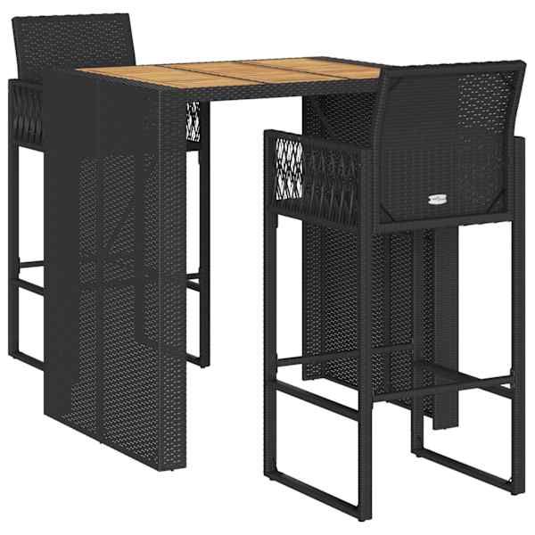 vidaXL 3-osaline aiatangide komplekt ilma patjadeta Black