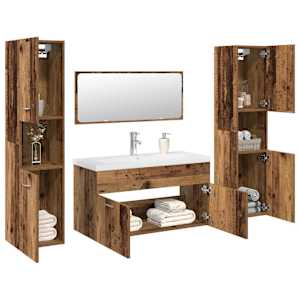 5dílná koupelnová sestava old wood kompozitní dřevo - obrázek 1