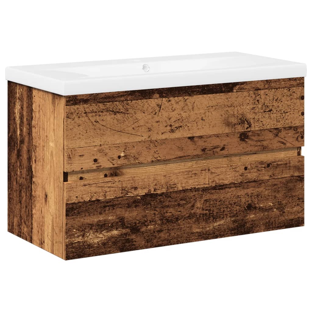 vidaXL Skříňka se zápustným umyvadlem old wood