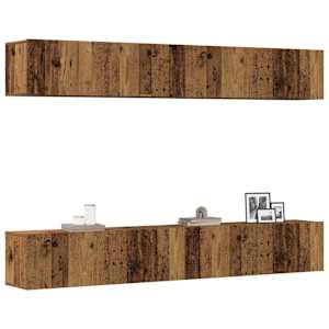 4-delni komplet stenskih TV omaric iz starega lesa 100x30x30 cm