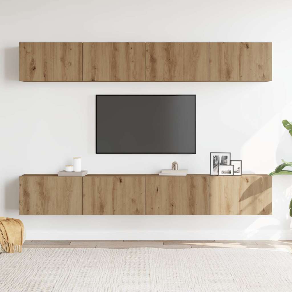 vidaXL 4-delige wand-tv-meubelset Artisan Oak 100x30x30 cm