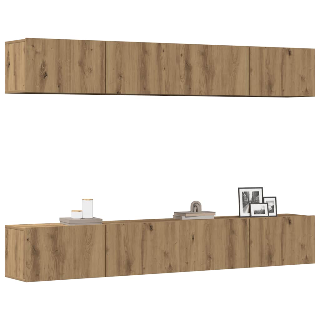 vidaXL 4-teiliges TV-Wandschrank-Set Artisan Oak 100x30x30 cm