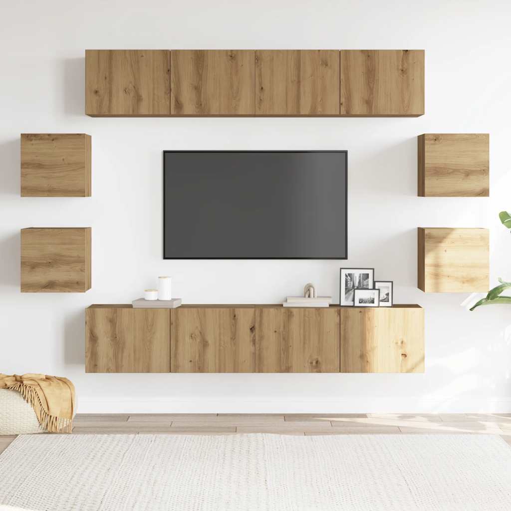vidaXL 8 dielna súprava nástennej TV skrinky Artisan Oak