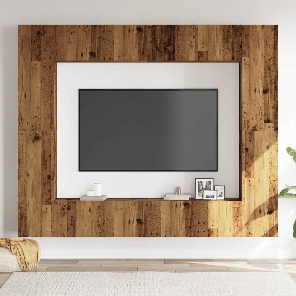 vidaXL 8-delig Tv-meubelset wandmontage bewerkt hout oud houtkleurig afbeelding