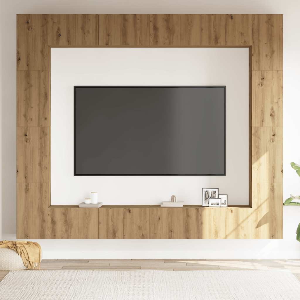 vidaXL 8-delig Tv-meubelset wandmontage bewerkt hout artisanaal eiken afbeelding