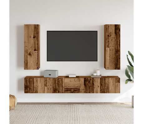 vidaXL Wall Mounted TV cabinets 5 pcs Old Wood Engineered Wood