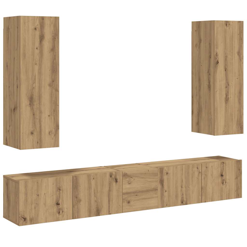 vidaXL Dulapuri TV montate pe perete 5 buc. stejar artizanal lemn