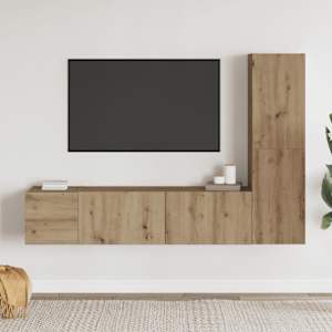 3 kosi stenske TV omarice Artisan Oak Engineered Wood