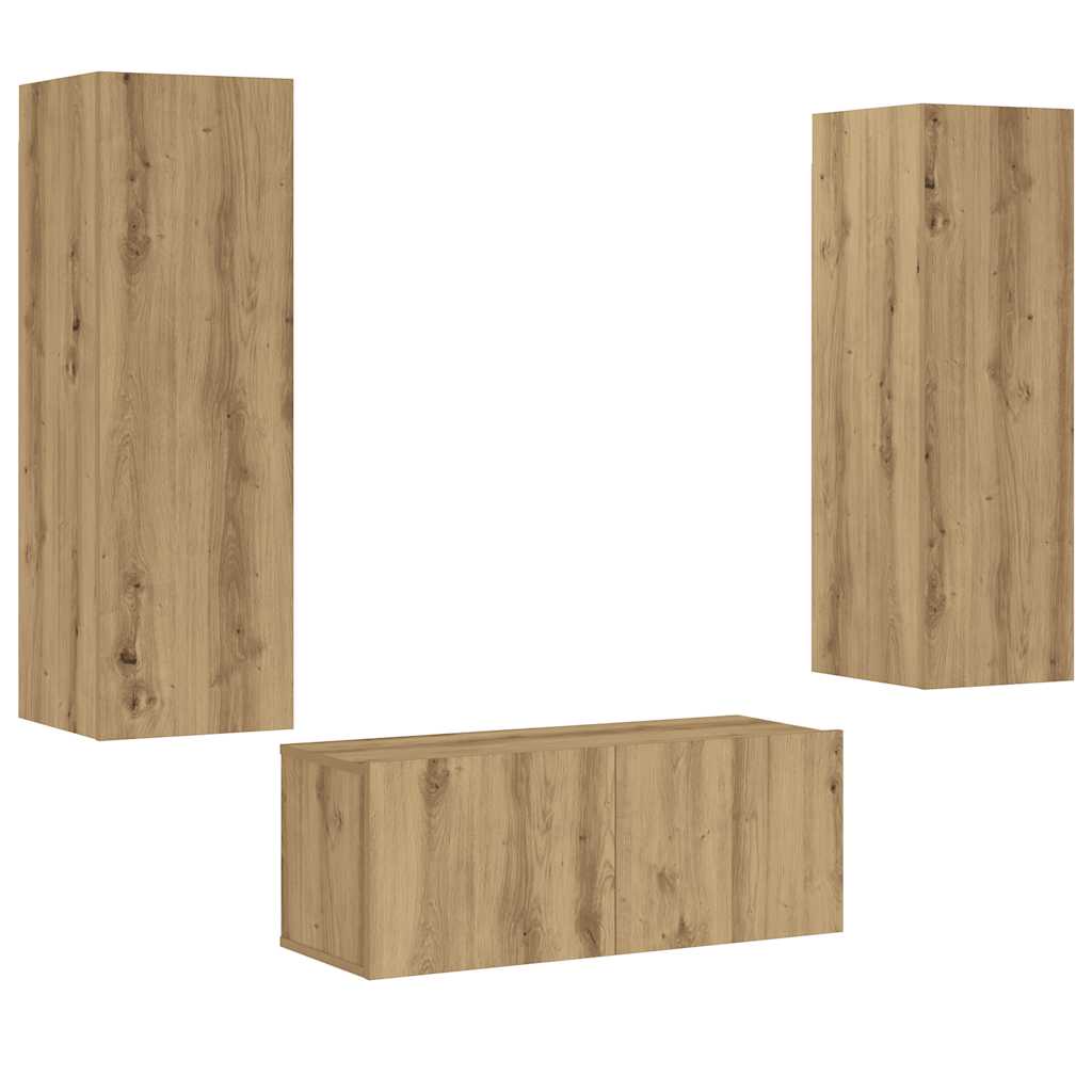 Thumbnail - vidaXL TV-Wandschränke 3 Stk. Artisan-Eiche Holzwerkstoff