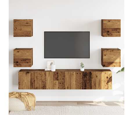 vidaXL Meubles TV muraux 6 pcs vieux bois bois d'ing&eacute;nierie