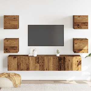 Nástěnné TV skříňky 6 ks Old Wood kompozitní - obrázek 3