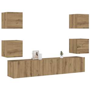 Set 6 kosov stenske TV omarice Artisan Oak Engineered Wood