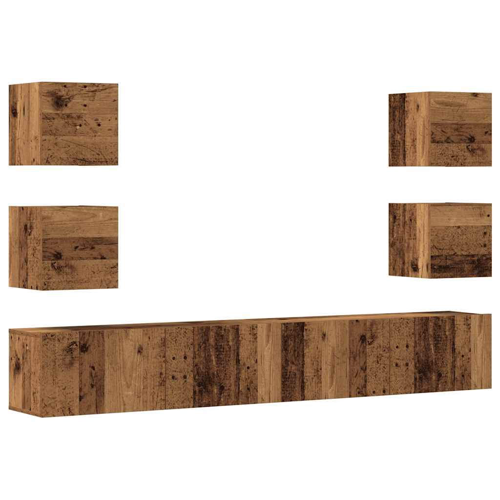 vidaXL Nástěnné TV skříňky 6 ks Old Wood kompozitní