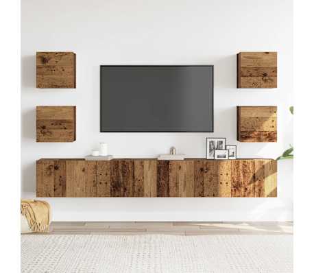 vidaXL Meubles TV muraux 6 pcs vieux bois bois d'ing&eacute;nierie