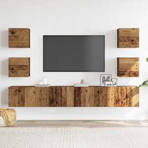 vidaXL Meubles TV muraux 6 pcs vieux bois bois d'ing&eacute;nierie
