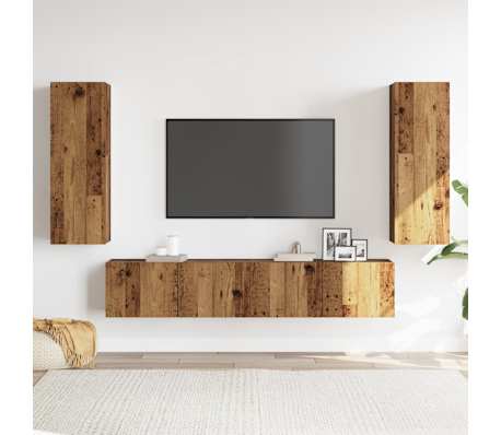 vidaXL Wall Mounted TV cabinets 4 pcs Old Wood Engineered Wood