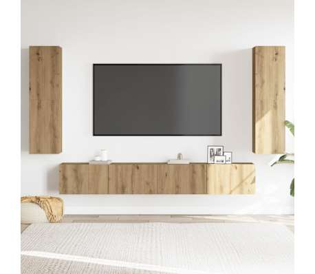 vidaXL 4 Piece Wall-mounted TV Cabinet Set Artisan Oak Engineered Wood