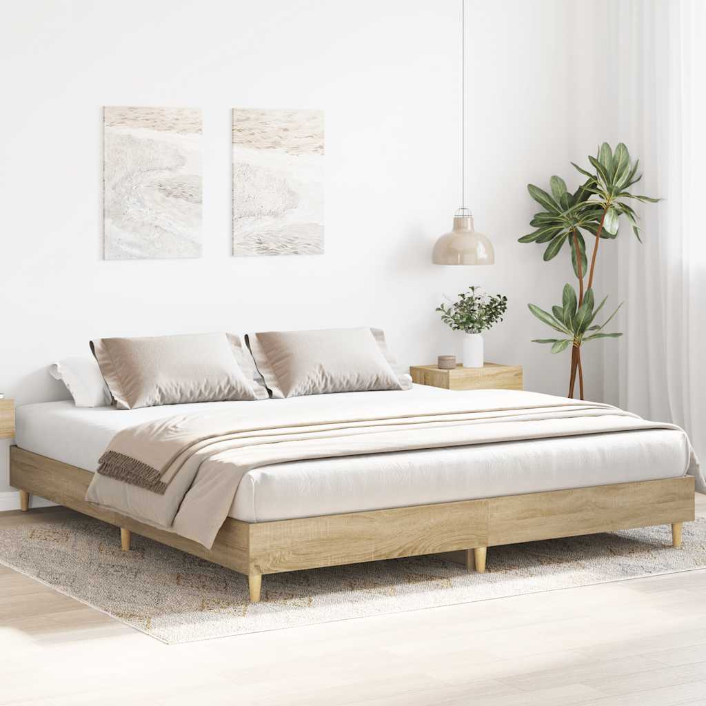 vidaXL Sängynrunko ilman patjaa Sonoma tammi 180x200 cm tekninen puu