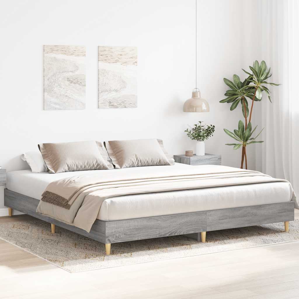 vidaXL Cadru de pat fără saltea Gri Sonoma 180x200cm Lemn prelucrat
