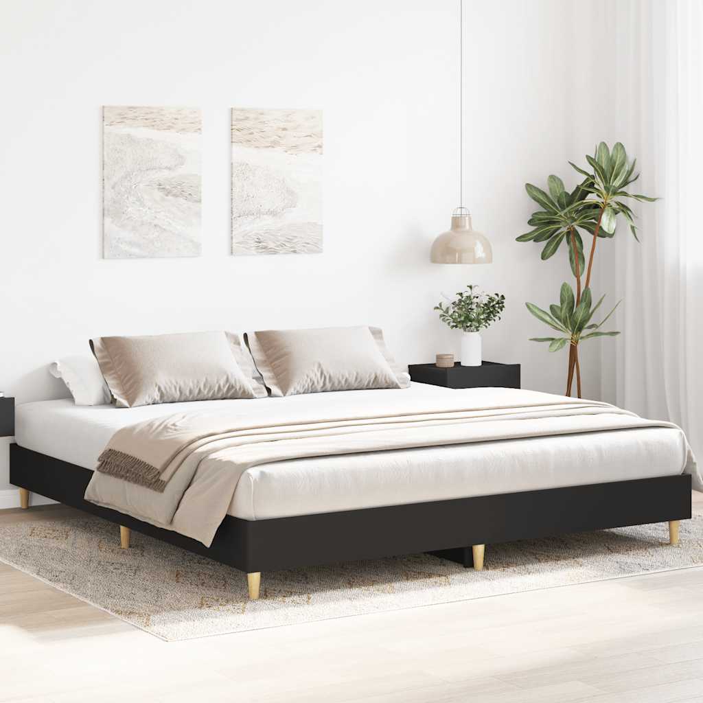vidaXL Sängynrunko ilman patjaa musta 160x200 cm tekninen puu