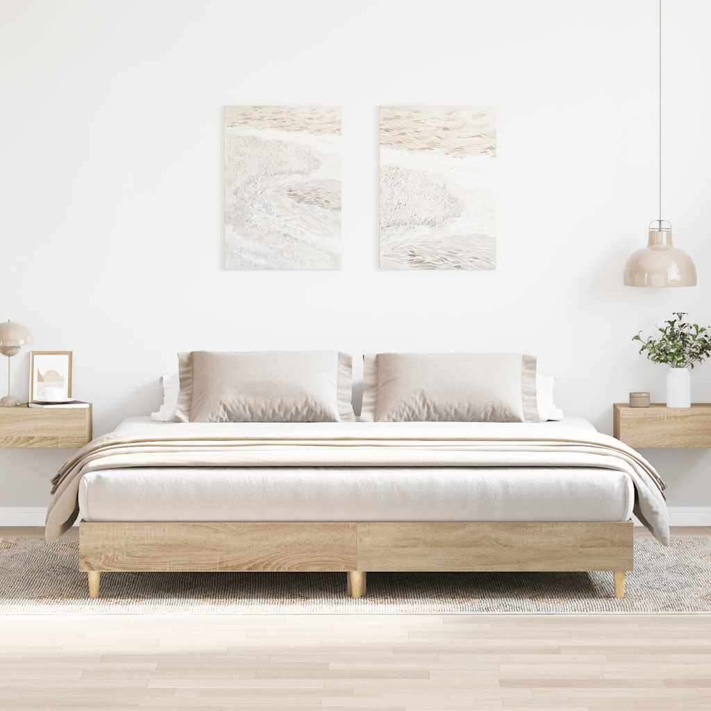 vidaXL Cadru pat fără saltea stejar sonoma, 160x200 cm, lemn prelucrat